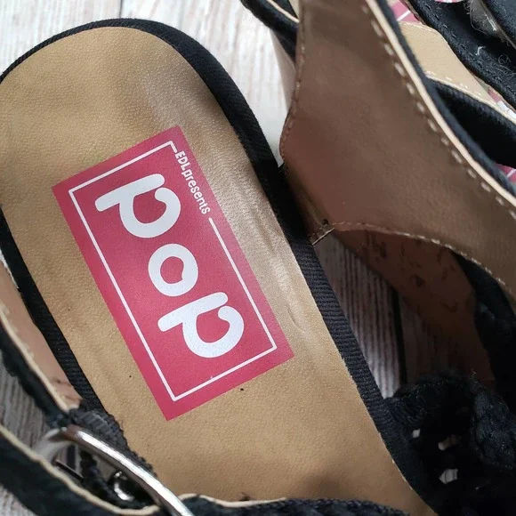 Edl Presents POP Tamassa Black Brown Wedge Sandals 7.5 - Picture 3 of 6